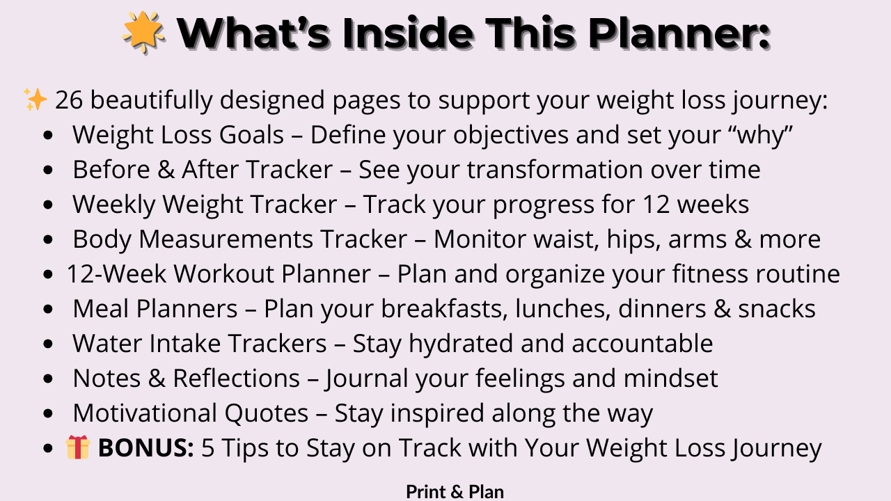 Weight loss planner - Print&Plan